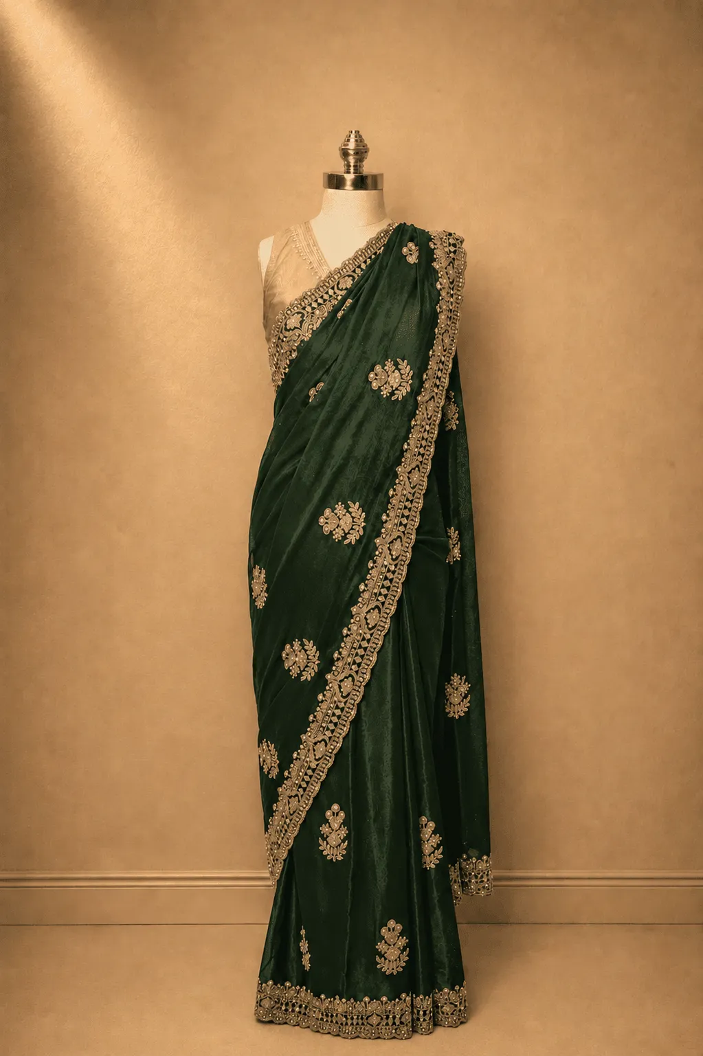 Teal Green Designer Silk Saree
