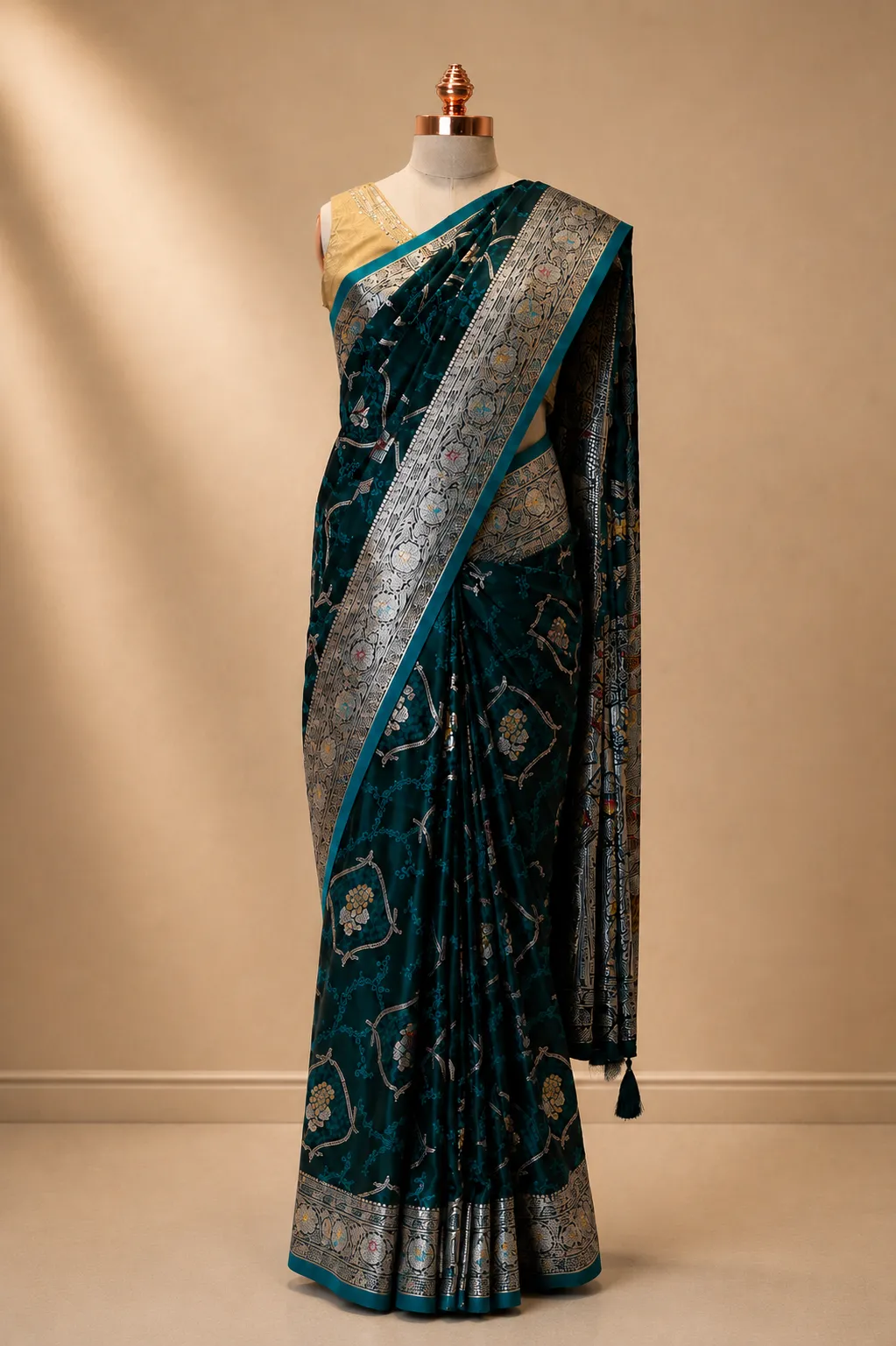 Deep Teal Banarasi Silk Saree