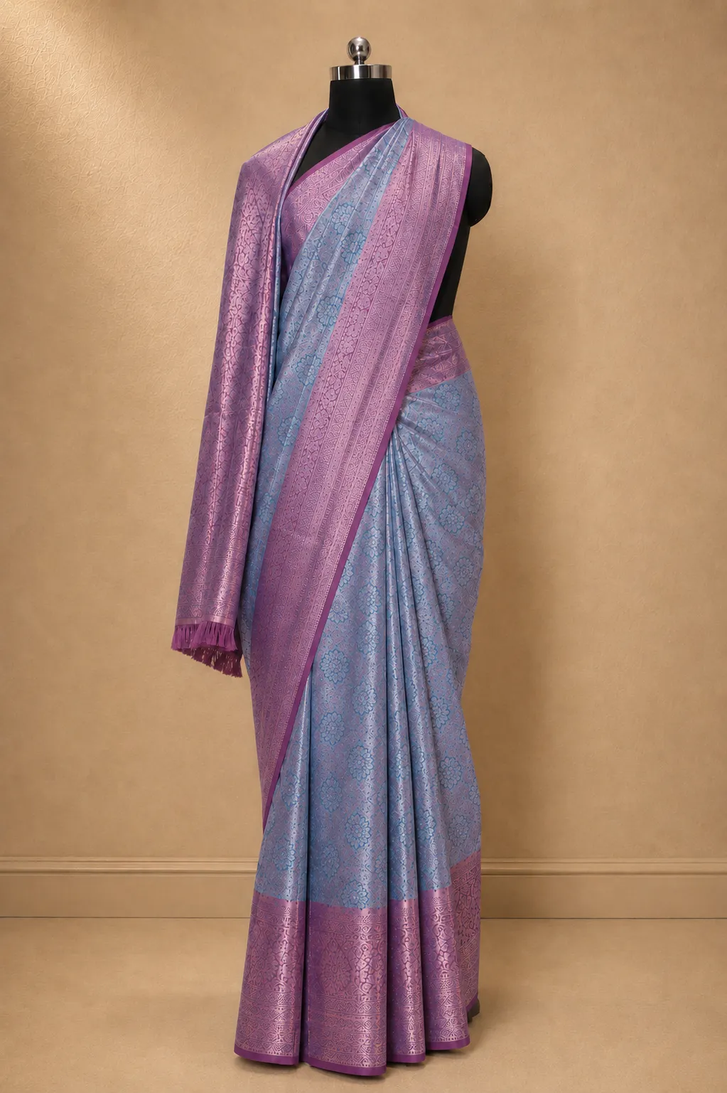 Lavender Mist Dual-Tone Kanjivaram Silk Saree