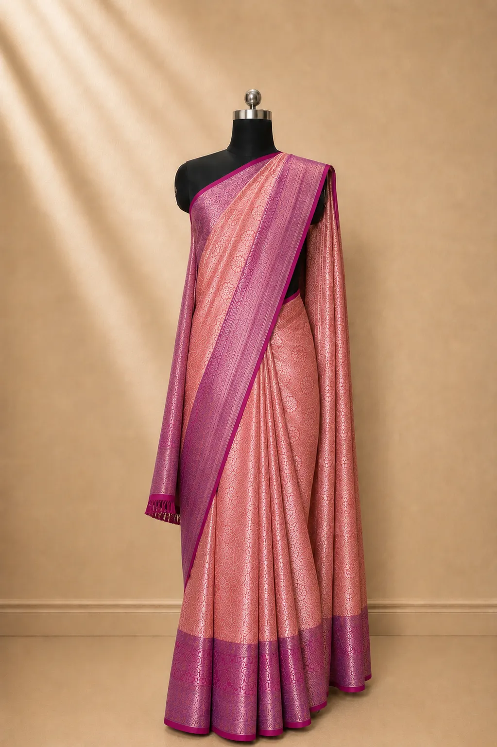 Rani Pink & Orchid Purple Kanjivaram Silk Saree