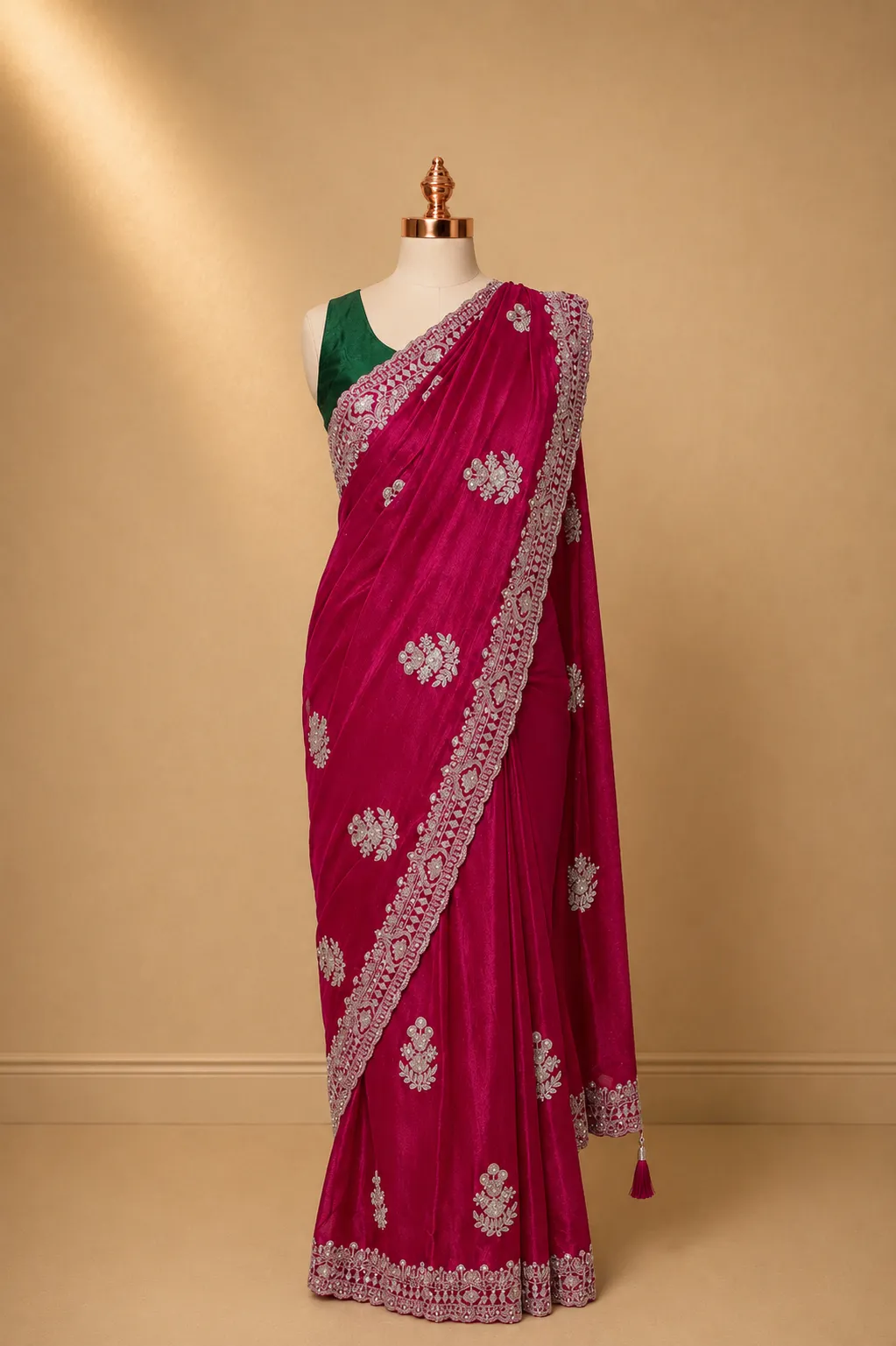 Rani Pink Designer Silk Saree