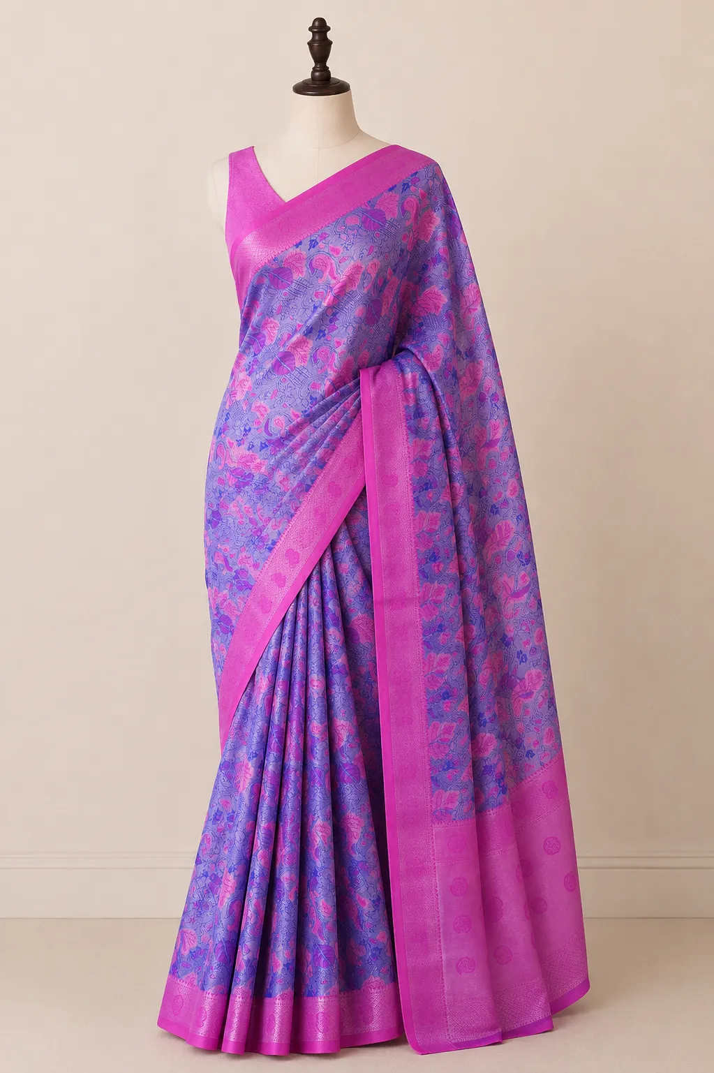 Violet-Pink Banarasi Soft Silk Saree