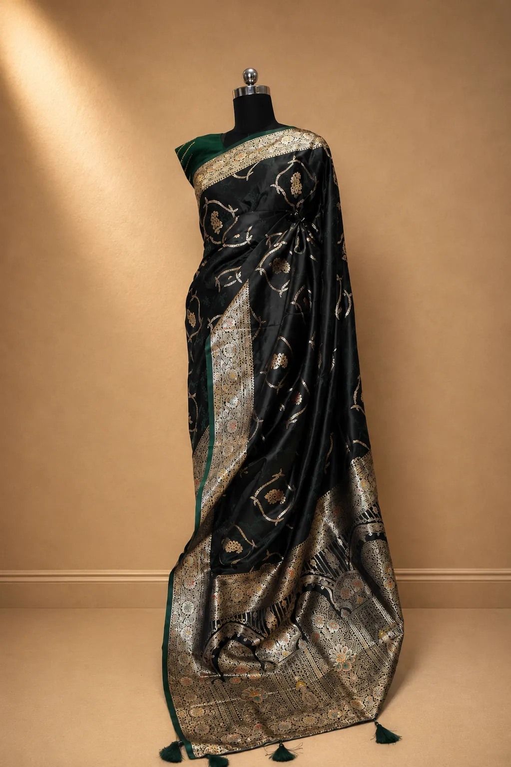 Deep Emerald Banarasi Silk Saree