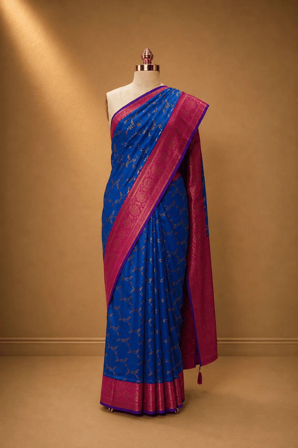 Royal Blue & Magenta Banarasi Katan Silk Saree