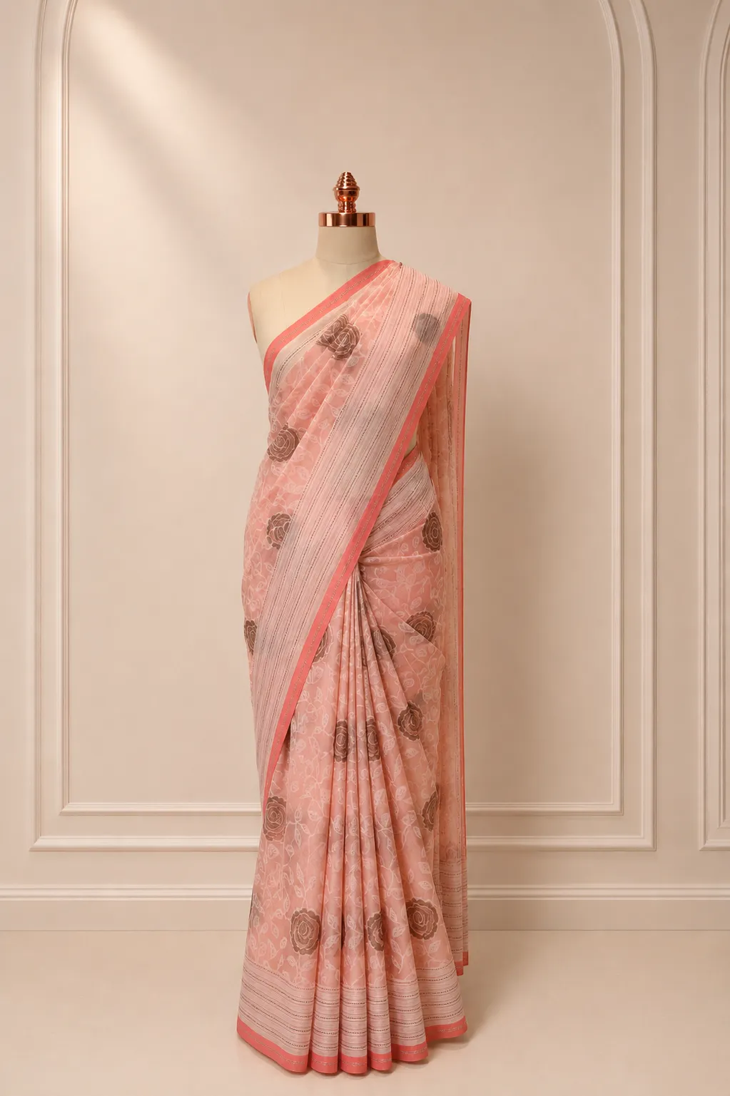 Rose Blush Linen Cotton Saree