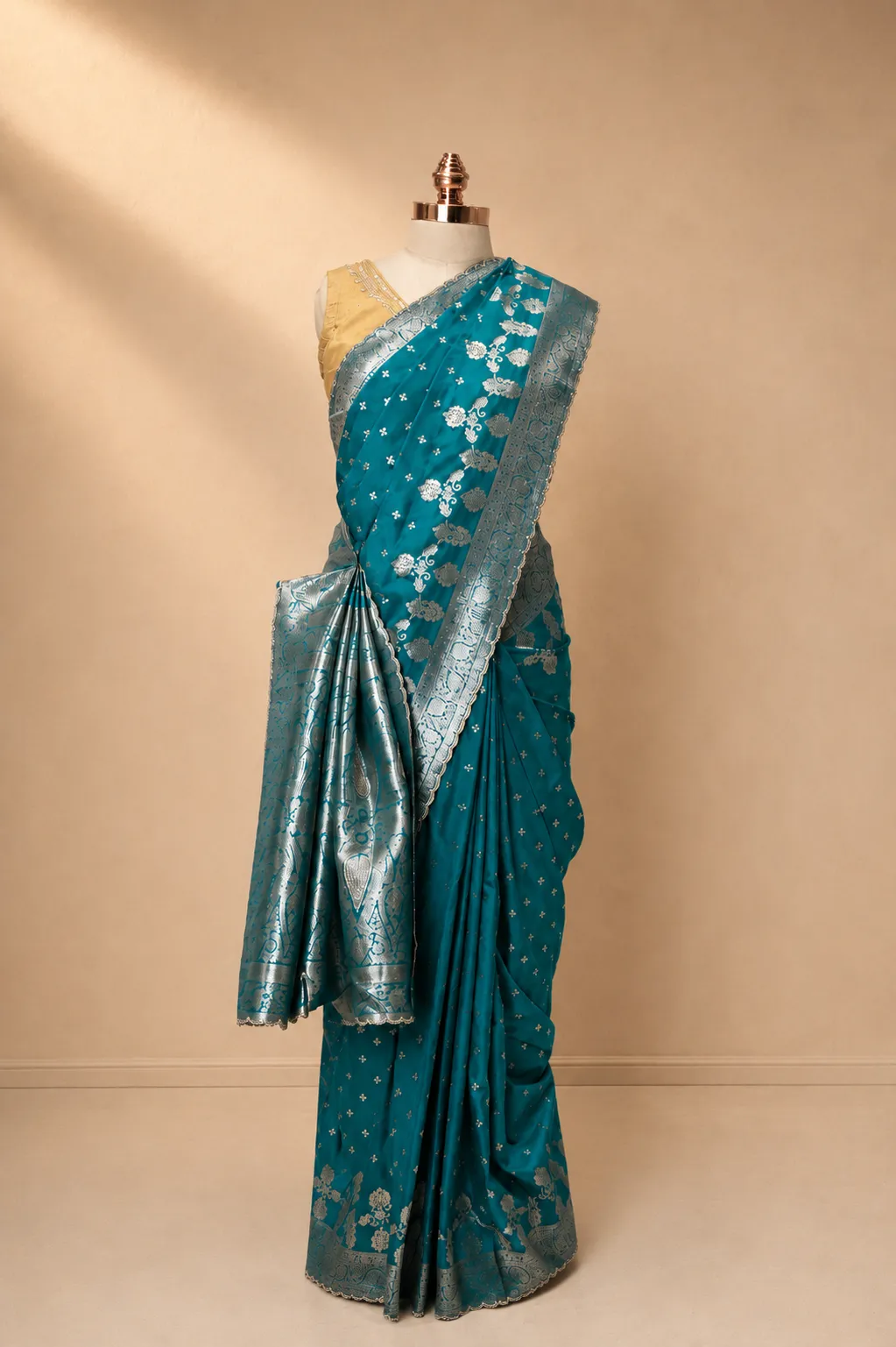Royal Turquoise Blue Banarasi Silk Saree
