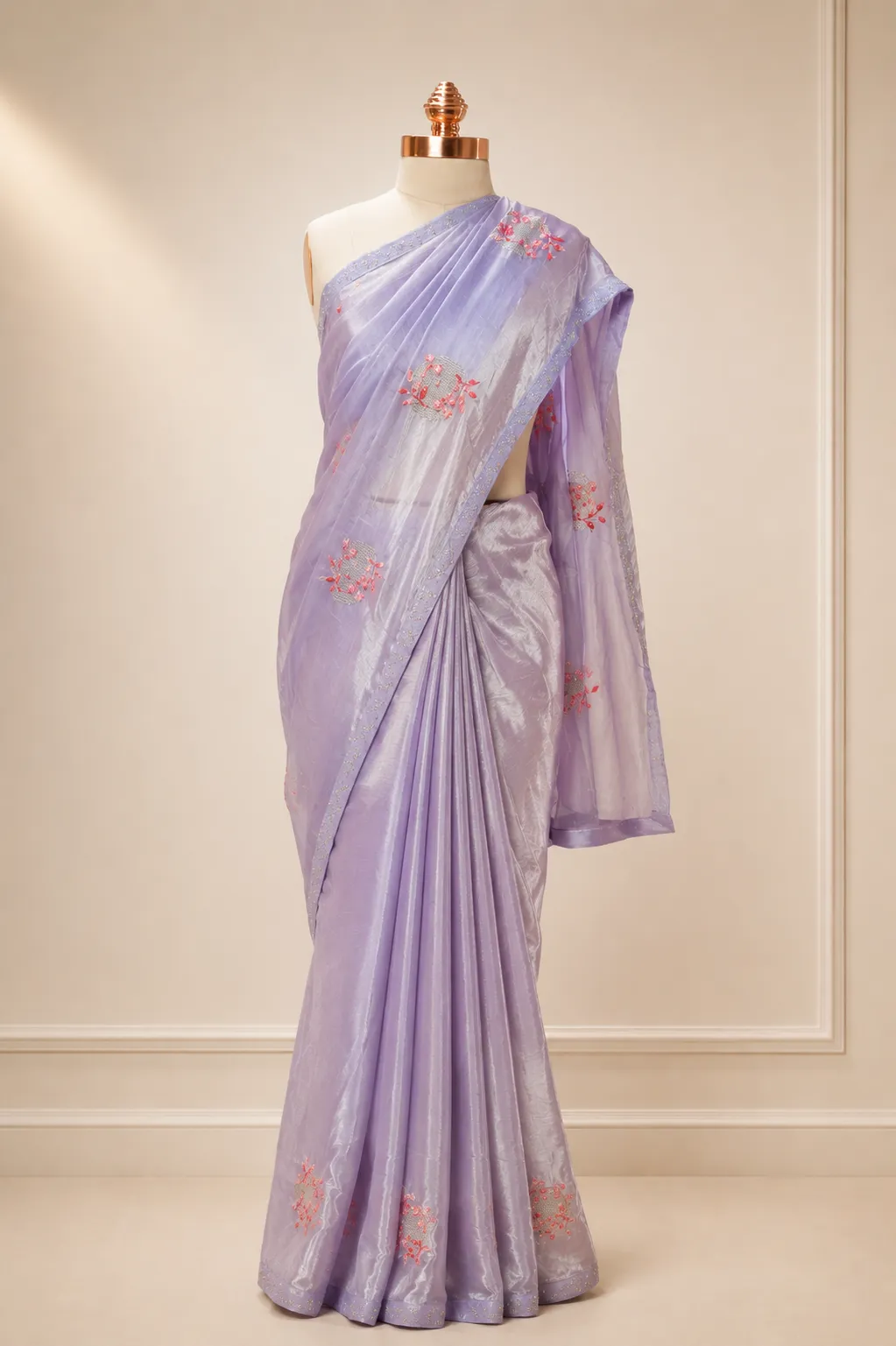 Elegant Lilac Jimmy Choo Shimmer Saree