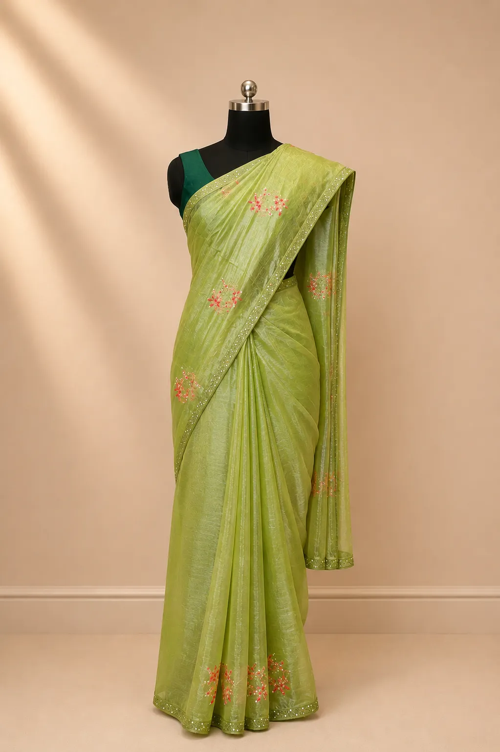 Pista Green Jimmy Choo Shimmer Saree