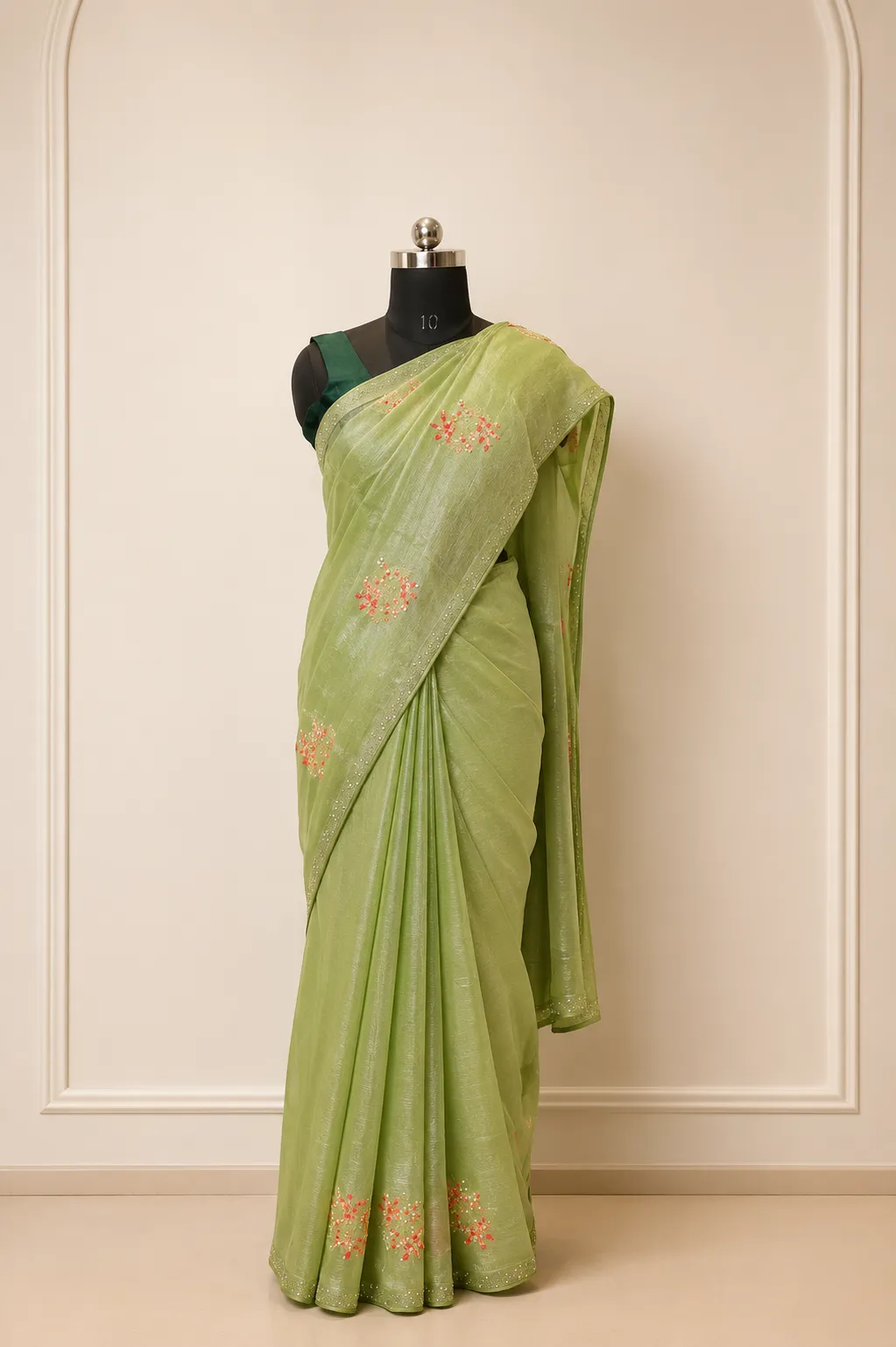 Lime Green Jimmy Choo Shimmer Saree