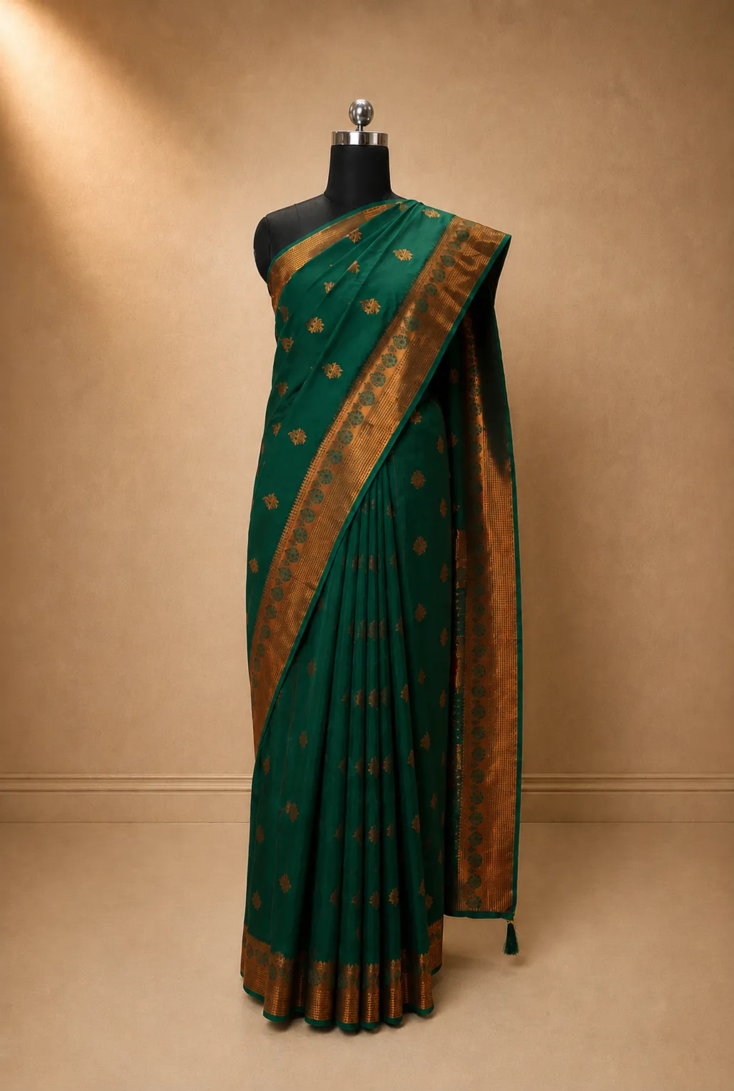 Paithani-Style Elegant Emerald Green Silk Saree 