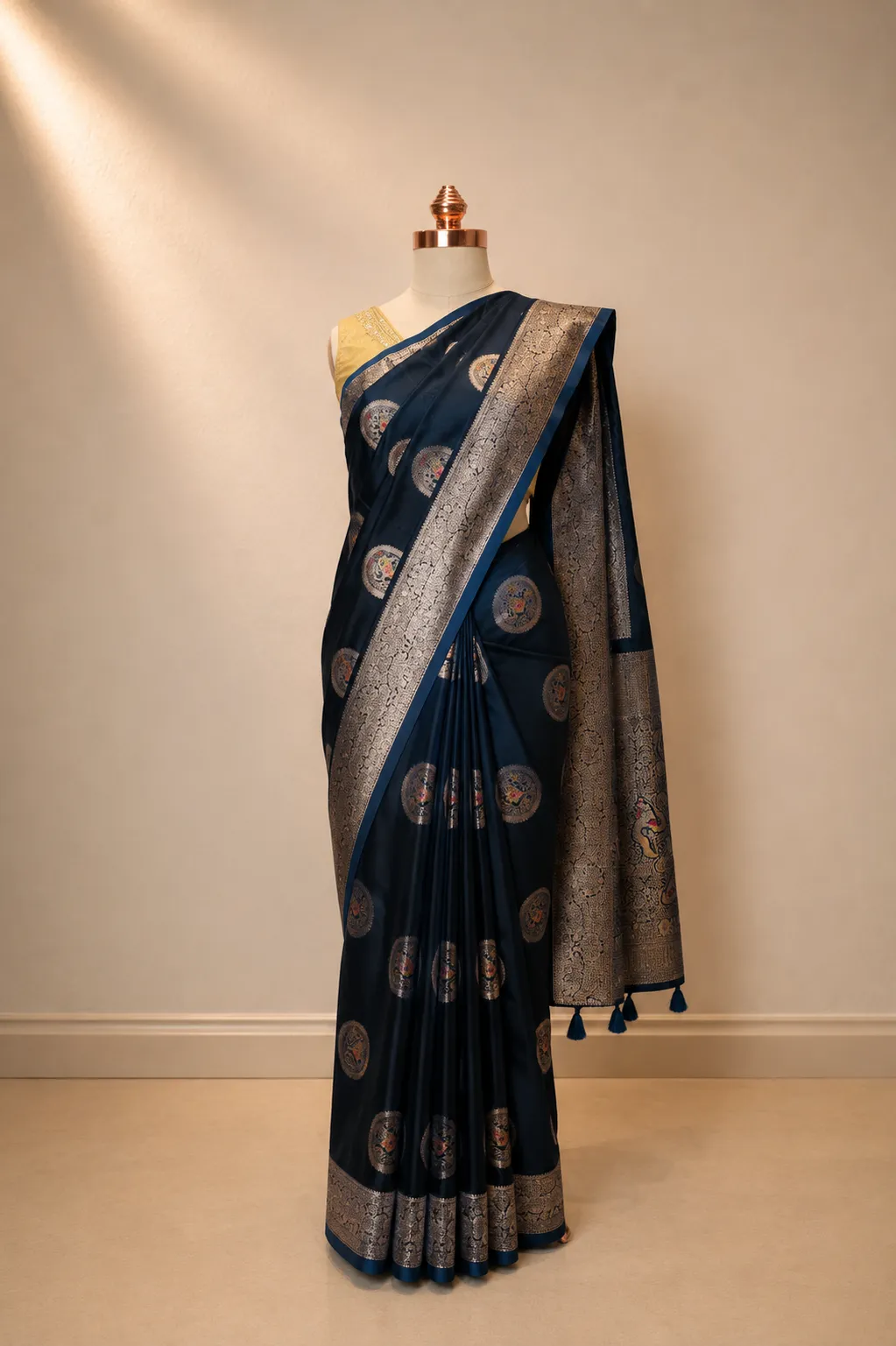Royal Navy Blue Banarasi Kadwa Brocade Silk Saree